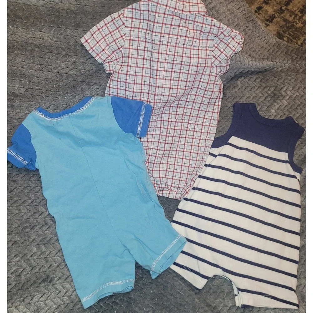 Baby Boy Romper Bodysuit Bundle 3 month Carters Janie and Jack Little Me 6pc Lot